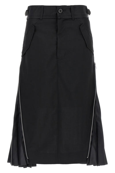 midi wool cargo mix skirt