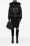 flared puffer quilted nylon quilted and goose feather padded jacket