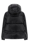 flared puffer quilted nylon quilted and goose feather padded jacket