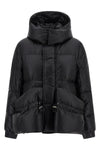 flared puffer quilted nylon quilted and goose feather padded jacket