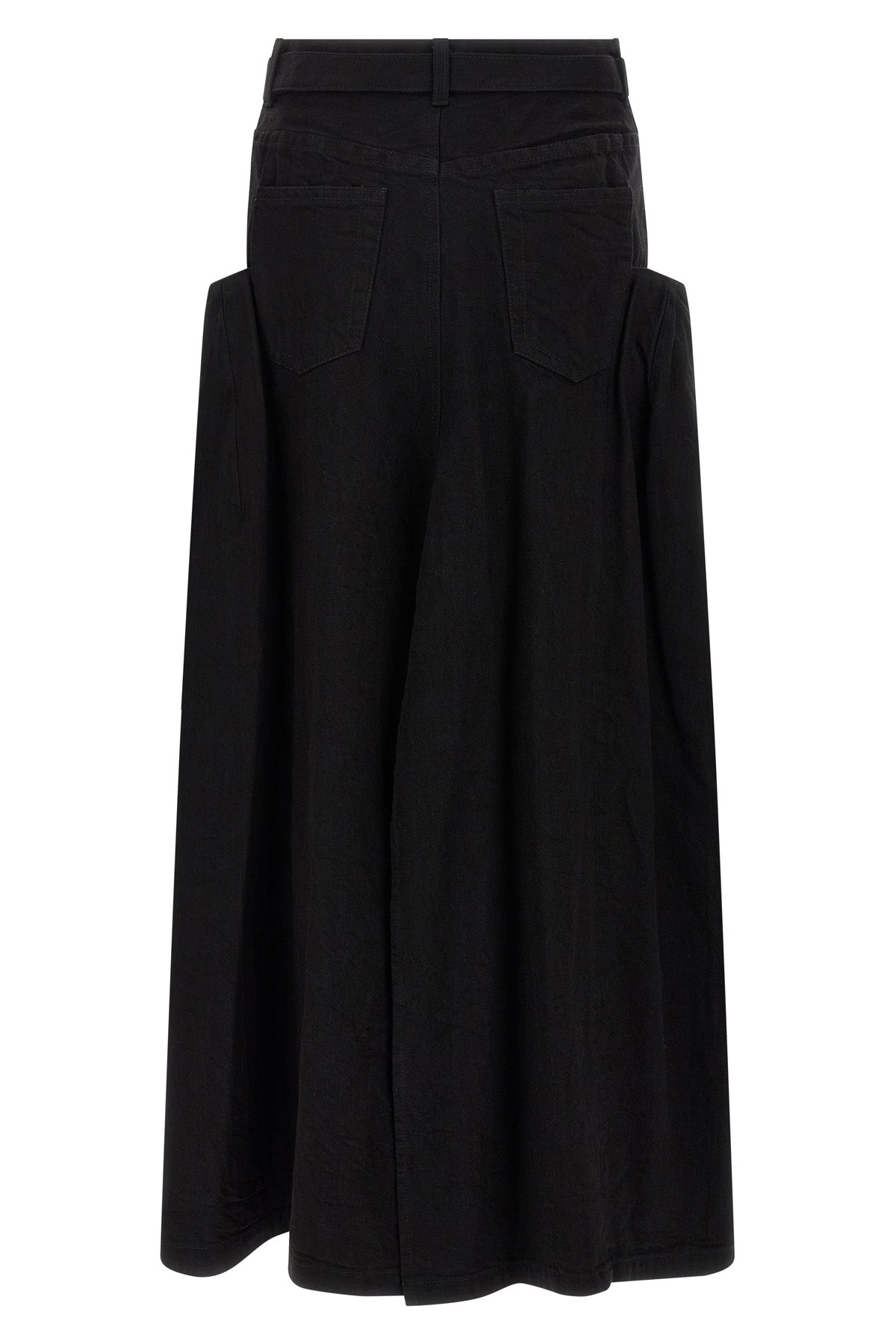 long skirt in garment-dyed cotton denim