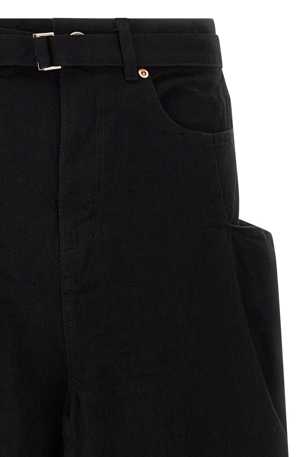 long skirt in garment-dyed cotton denim
