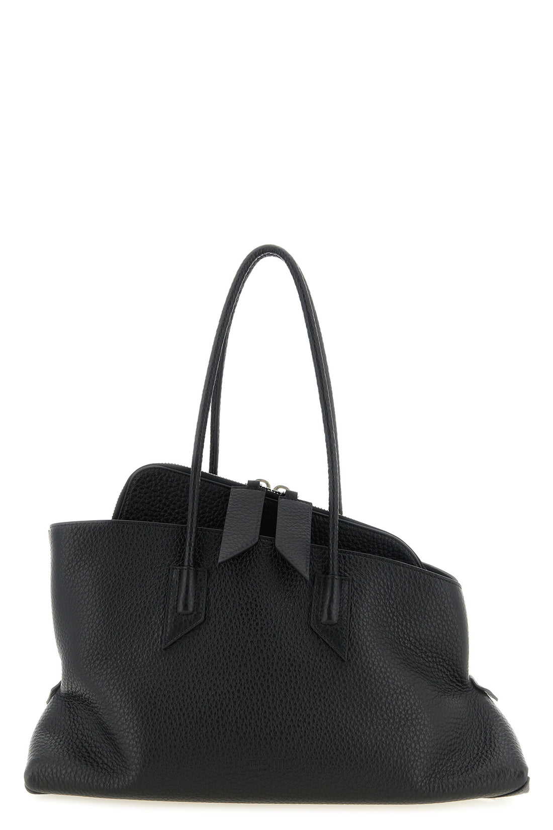 THE ATTICO OS the attico la passeggiata medium shoulder bag is made of fine black hammered c