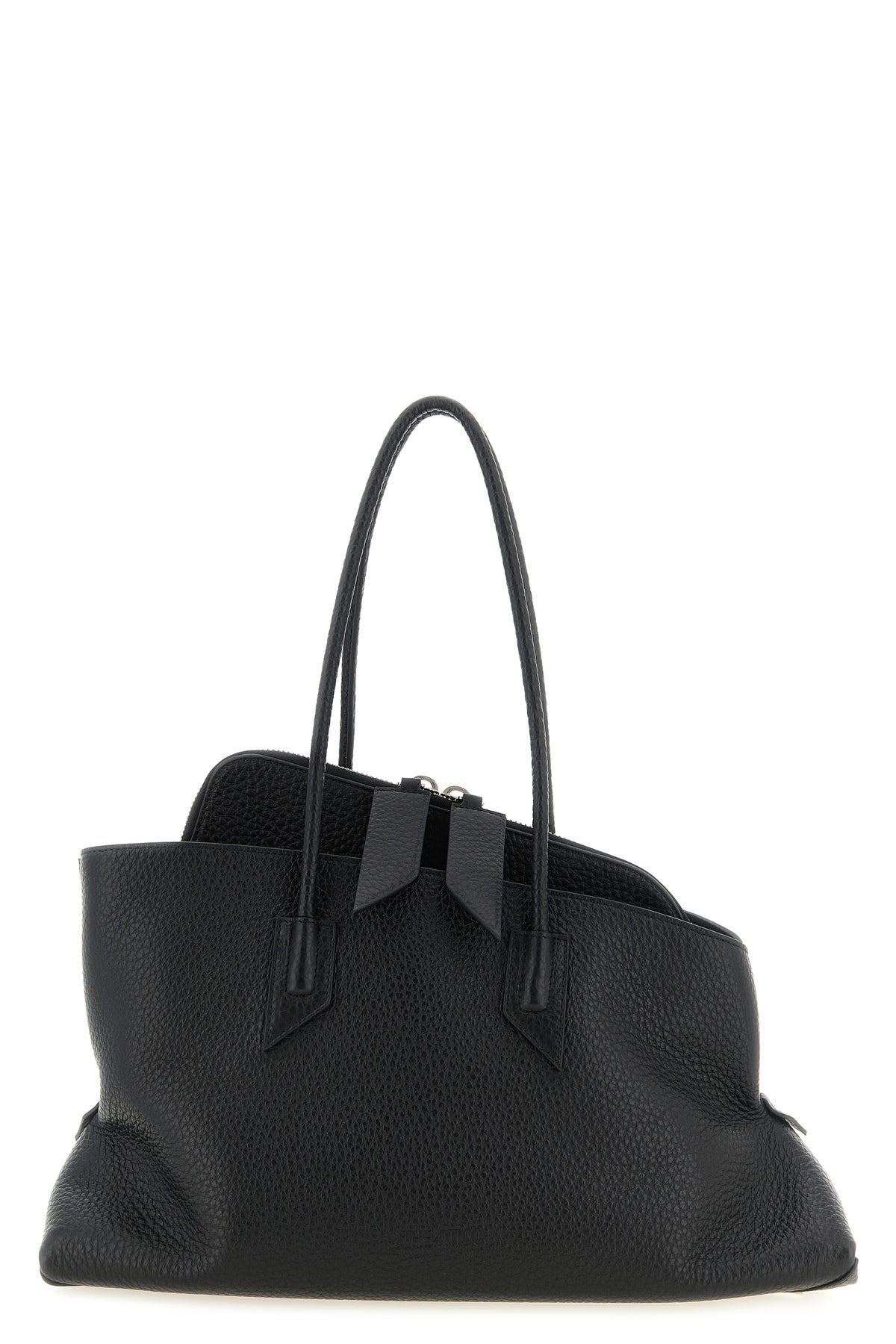 the attico la passeggiata medium shoulder bag is made of fine black hammered c