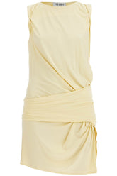 dusty yellow sleeveless mini dress for casual and evening