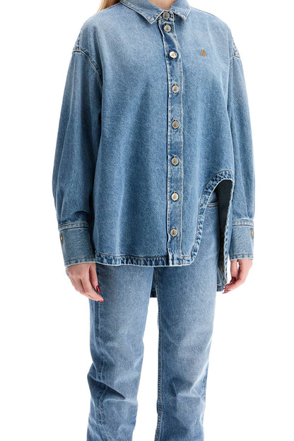 asymmetric denim overshirt with