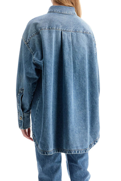 asymmetric denim overshirt with