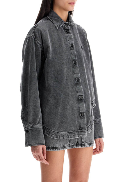 oversized black denim bomber