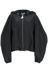 oversized black hooded bomber jacket in polyester