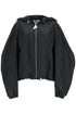 oversized black hooded bomber jacket in polyester