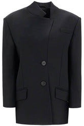 asymmetric wool blazer for