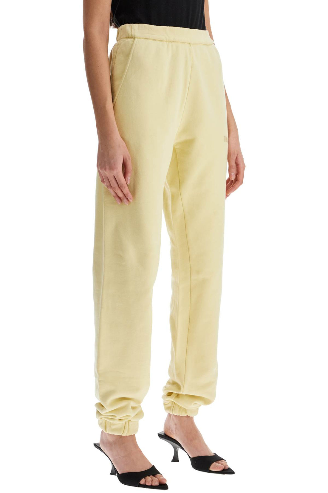 high waist loose yellow cotton pants