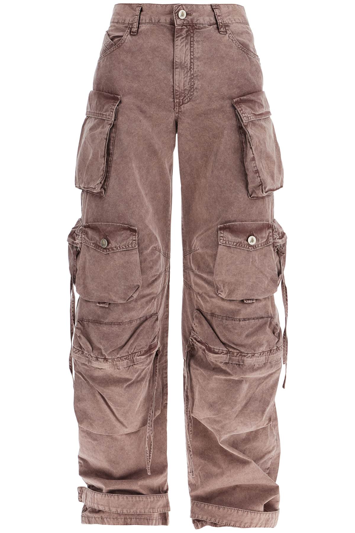 high-waisted wide-leg cargo pants washed mauve