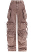 high-waisted wide-leg cargo pants washed mauve