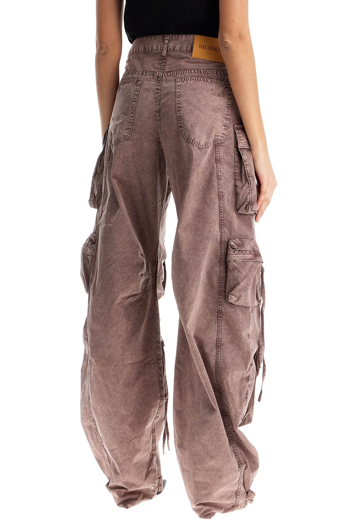 high-waisted wide-leg cargo pants washed mauve