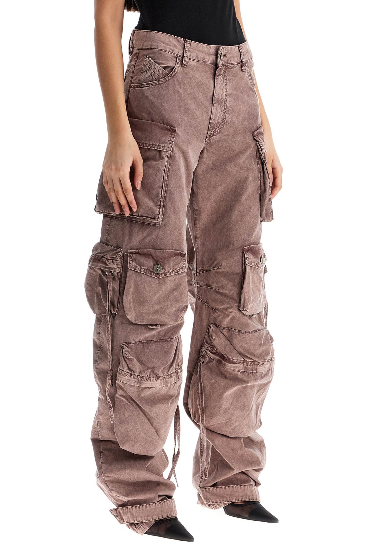 high-waisted wide-leg cargo pants washed mauve