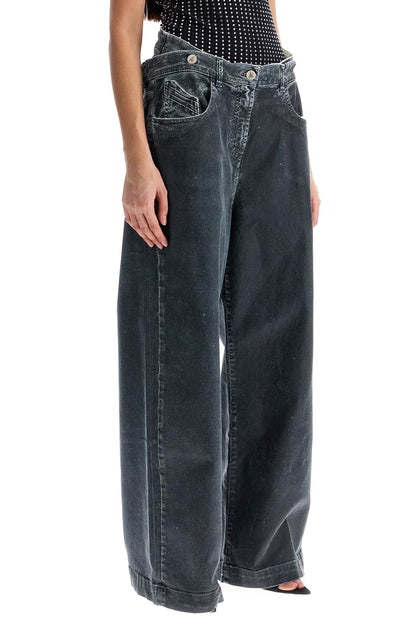 loose fit high-waisted navy blue denim pants