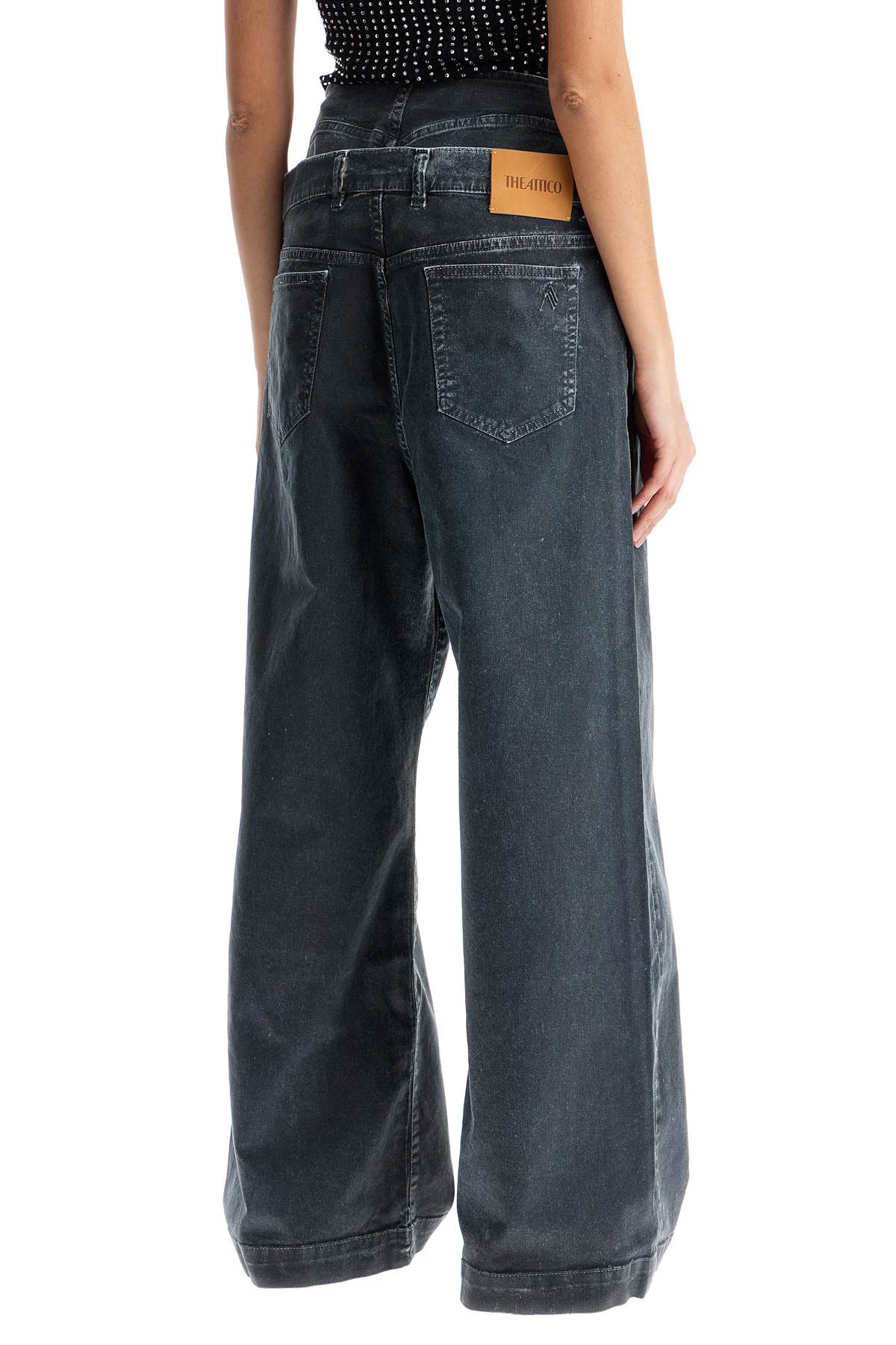 loose fit high-waisted navy blue denim pants