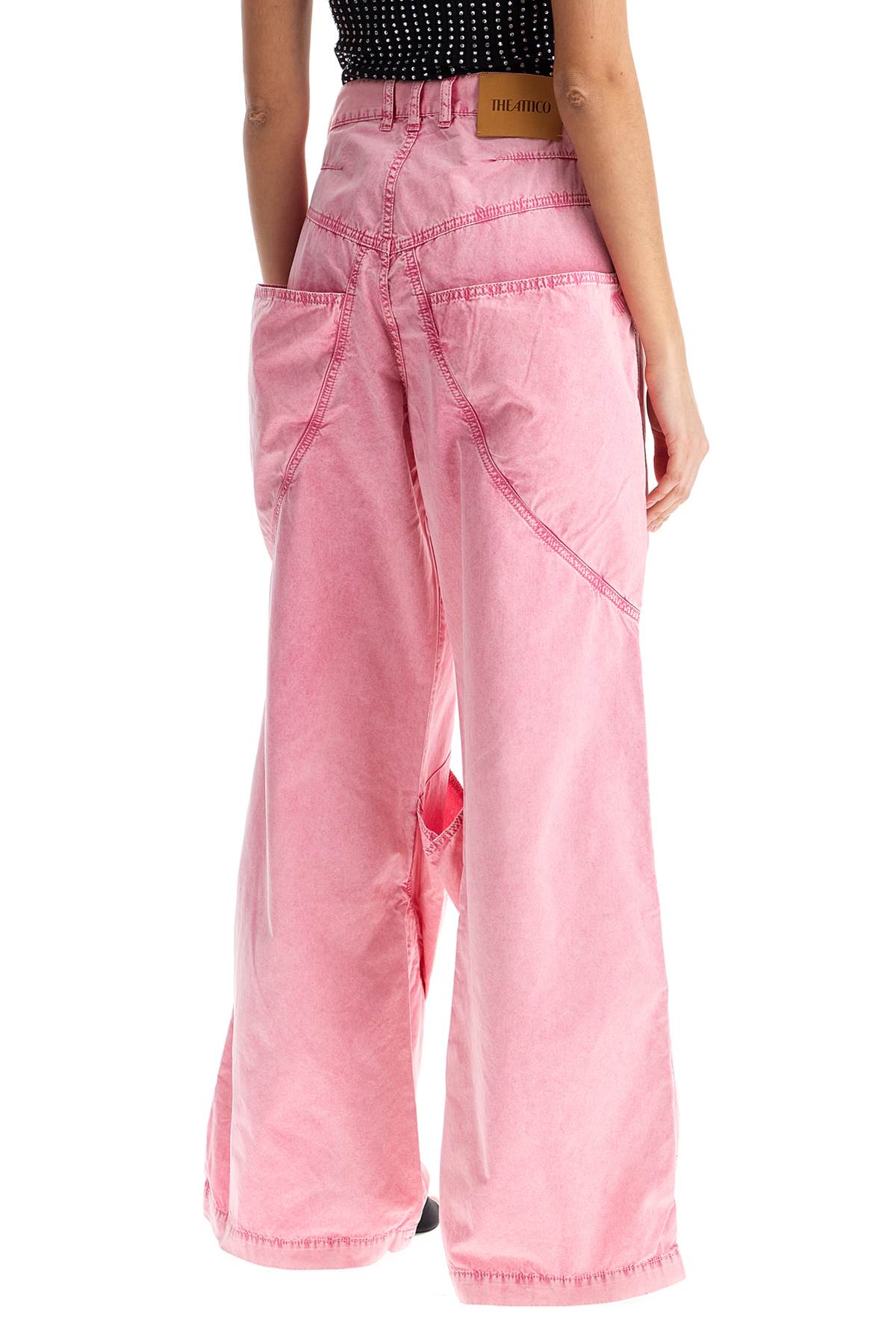 high-waisted loose fit pink palazzo pants in cotton