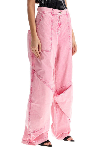 high-waisted loose fit pink palazzo pants in cotton