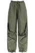 wide leg high-waisted pants with adjustable elastic in military green