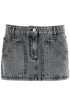 gray high-waisted slim fit denim mini skirt