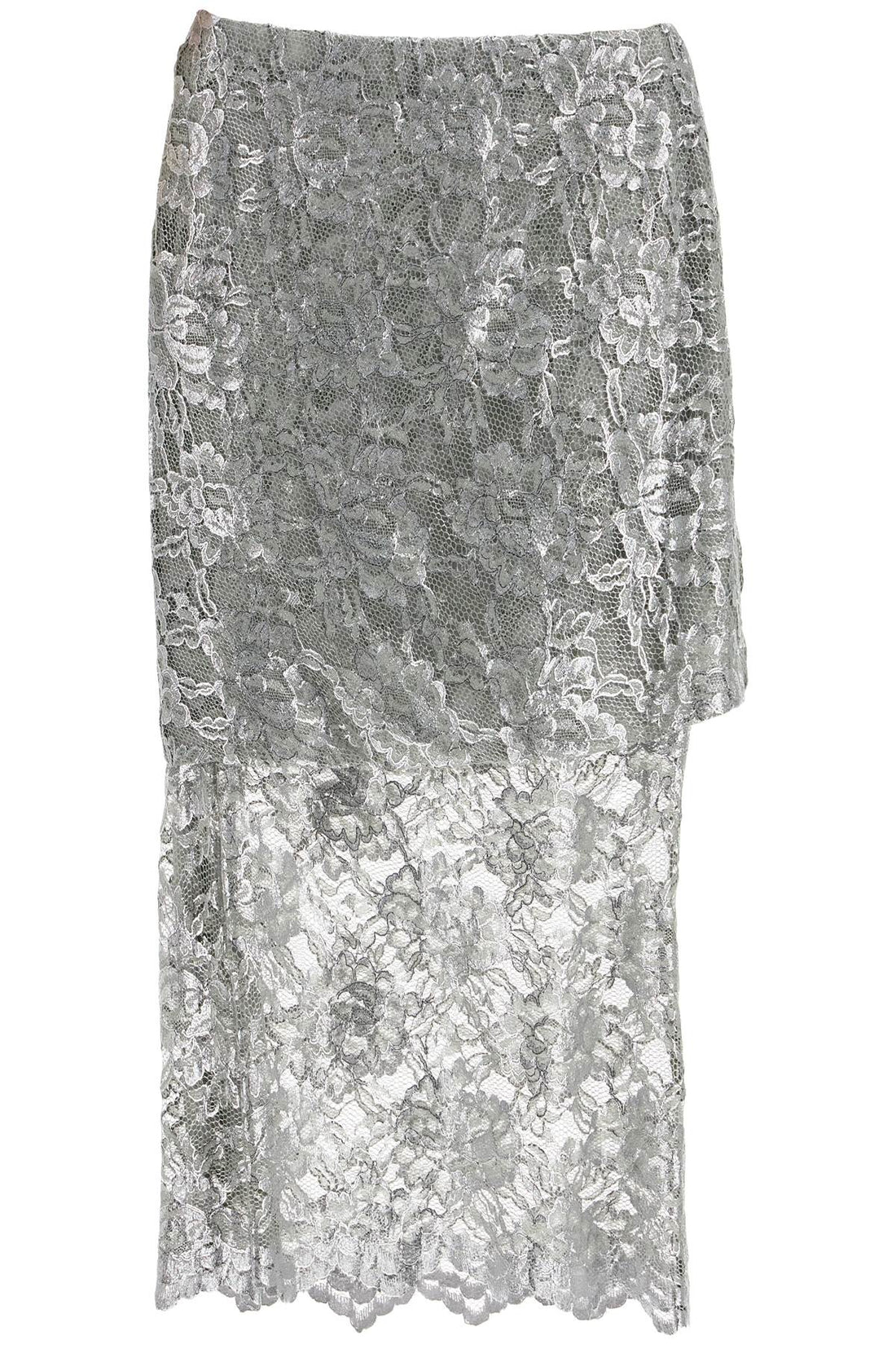 silver lace midi skirt