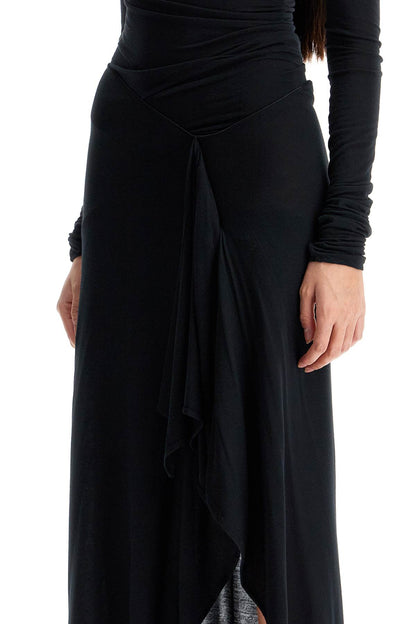 long draped jersey dress with pleats