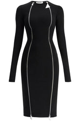 midi dress with double zipper detail