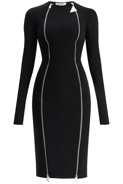 midi dress with double zipper detail