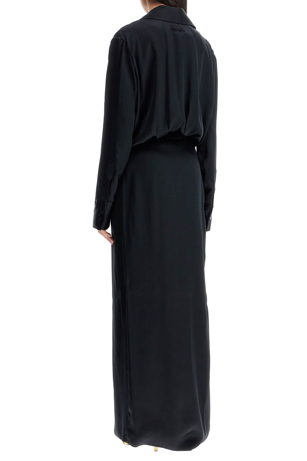 black long sleeve midi dress with side slit