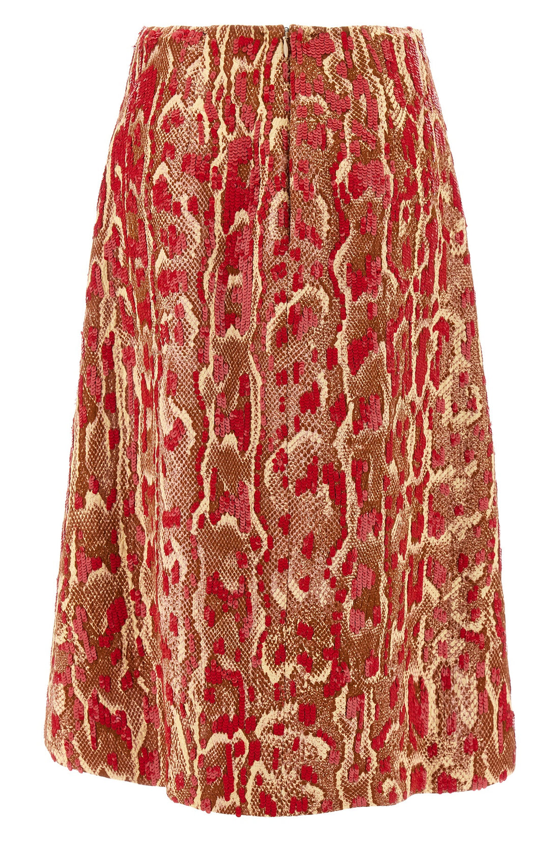 DRIES VAN NOTEN 36 shera bis midi skirt in cotton blend and snake print viscose