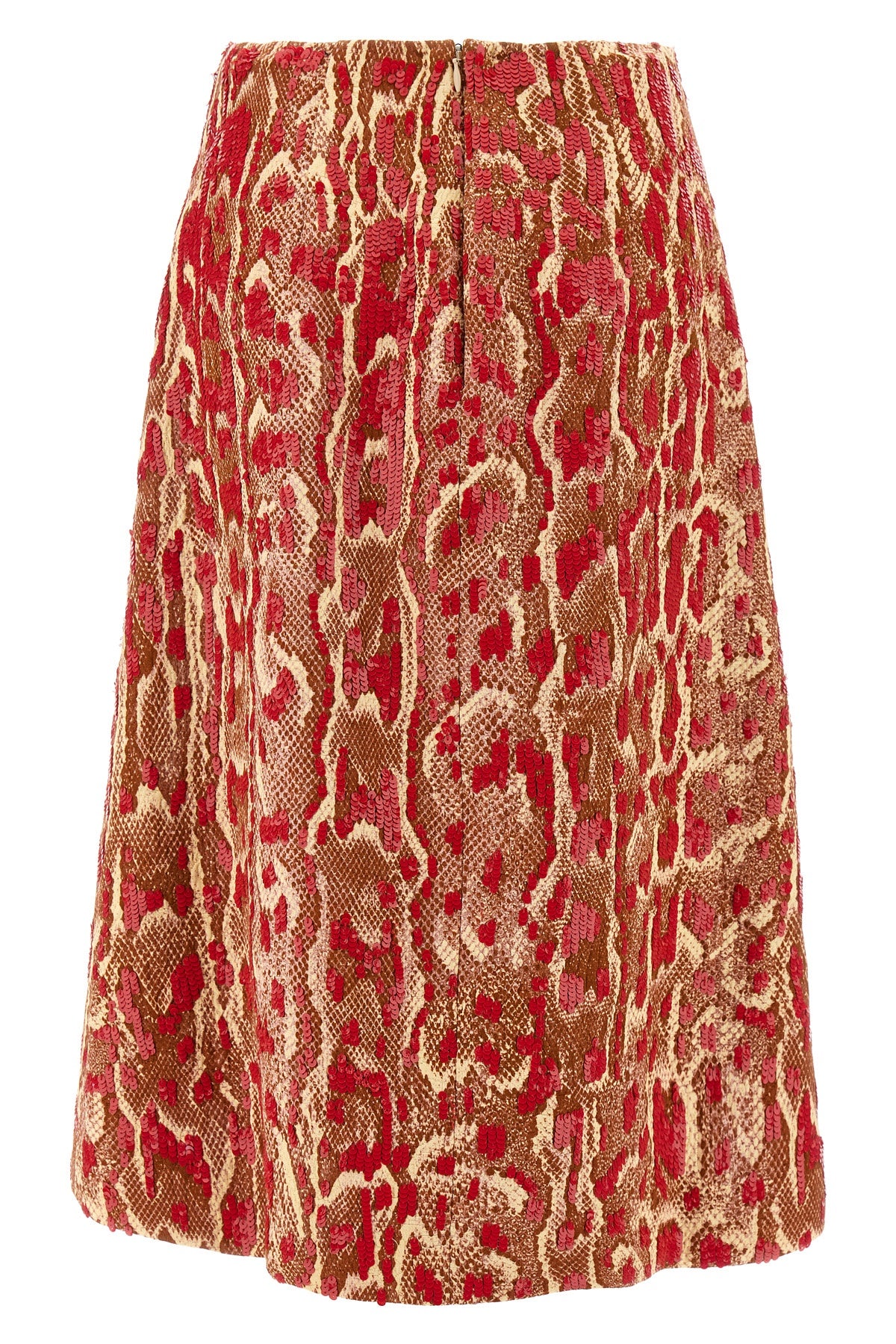 shera bis midi skirt in cotton blend and snake print viscose