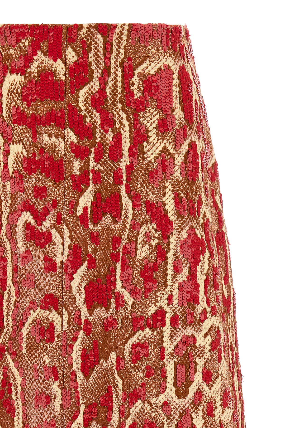 shera bis midi skirt in cotton blend and snake print viscose