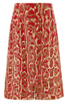 shera bis midi skirt in cotton blend and snake print viscose