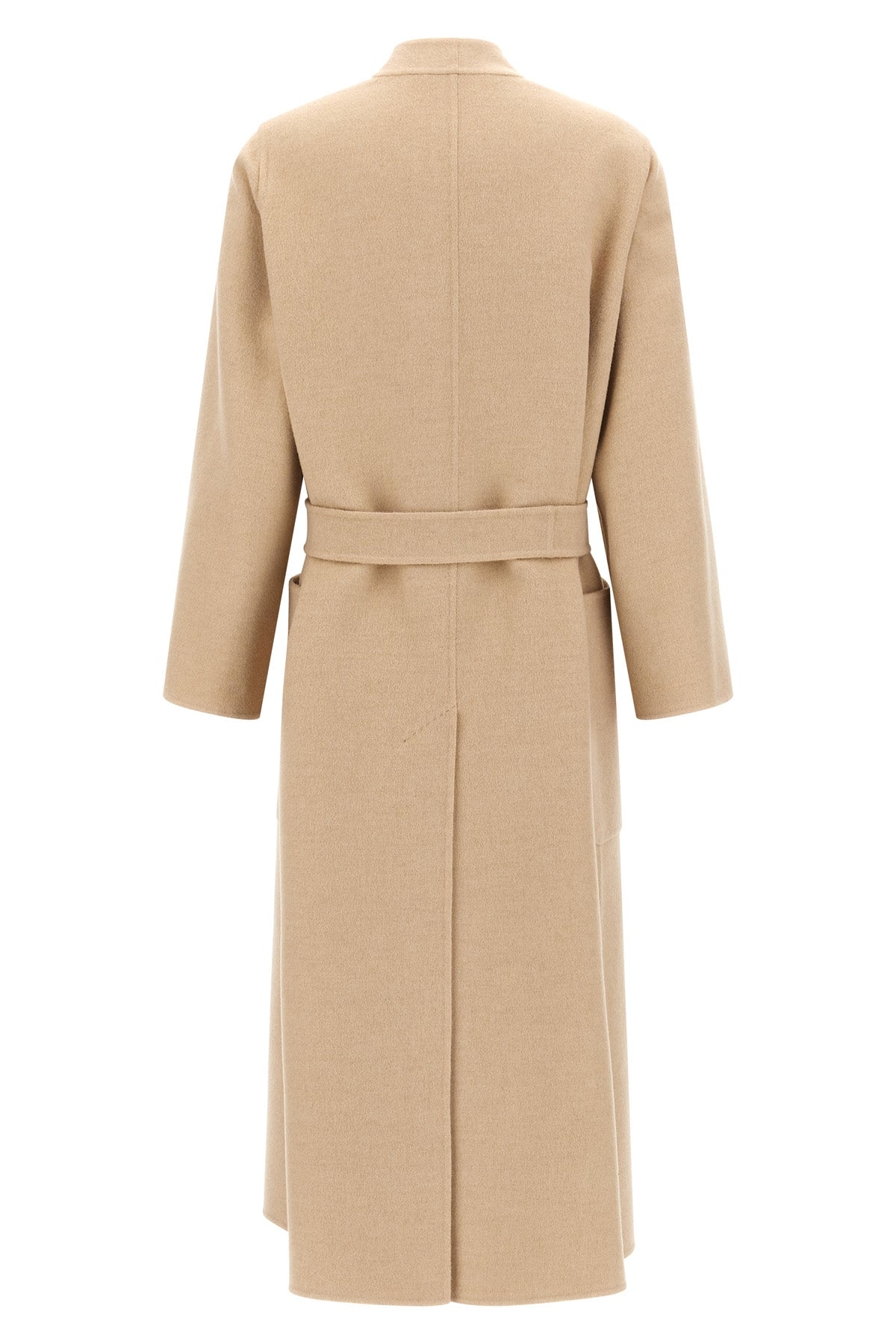 long vezzoso coat in double drap of pure albino camel