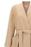 long vezzoso coat in double drap of pure albino camel