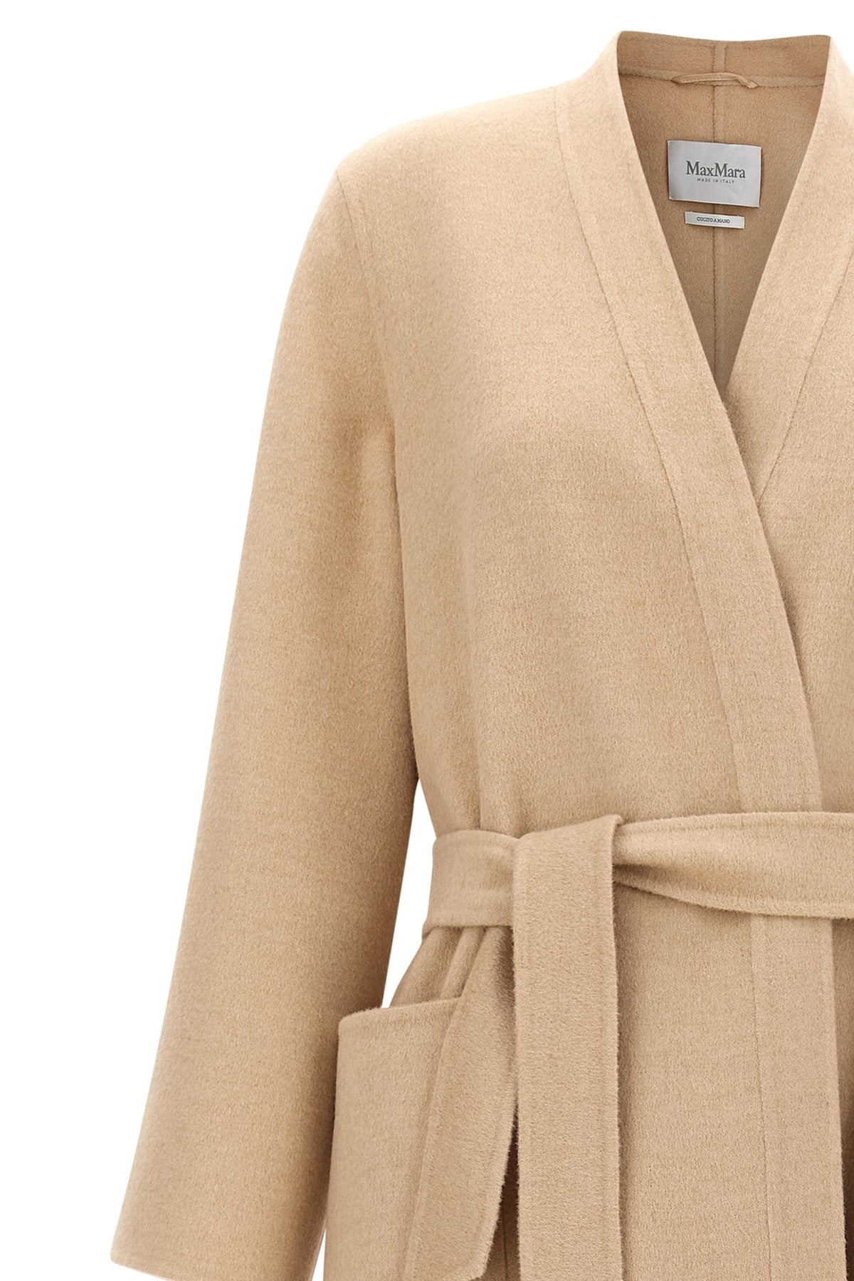 long vezzoso coat in double drap of pure albino camel