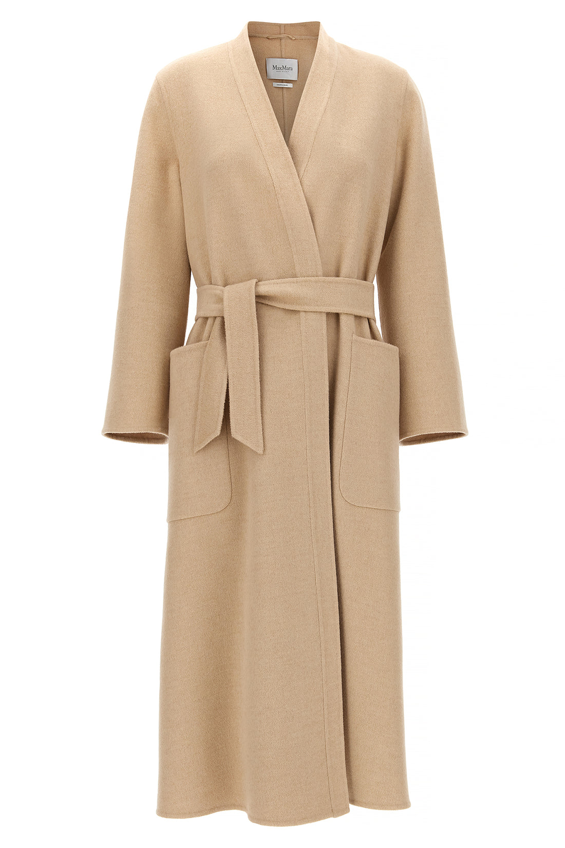 MAX MARA 38 long vezzoso coat in double drap of pure albino camel