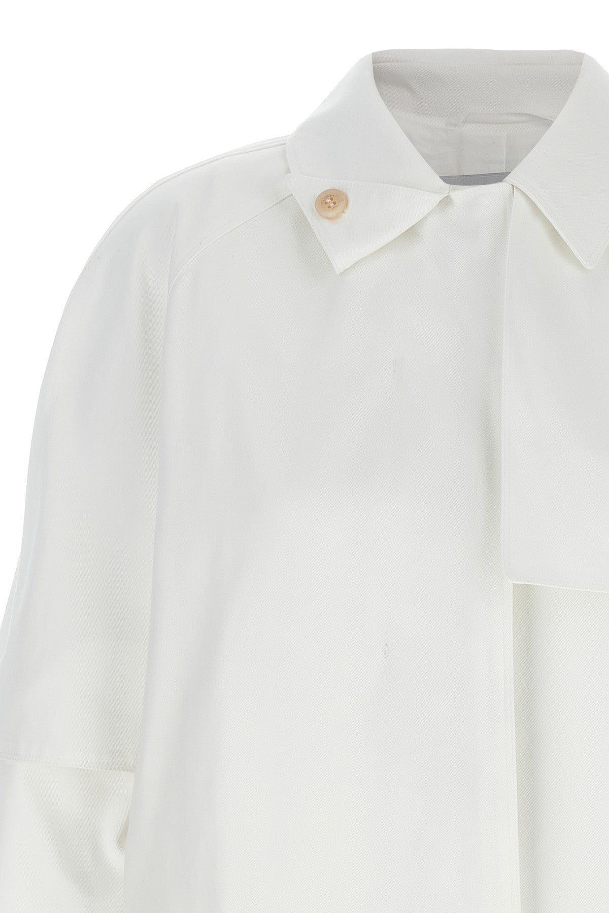 short baba single-breasted trench coat in heavy waterproof cotton gabardine