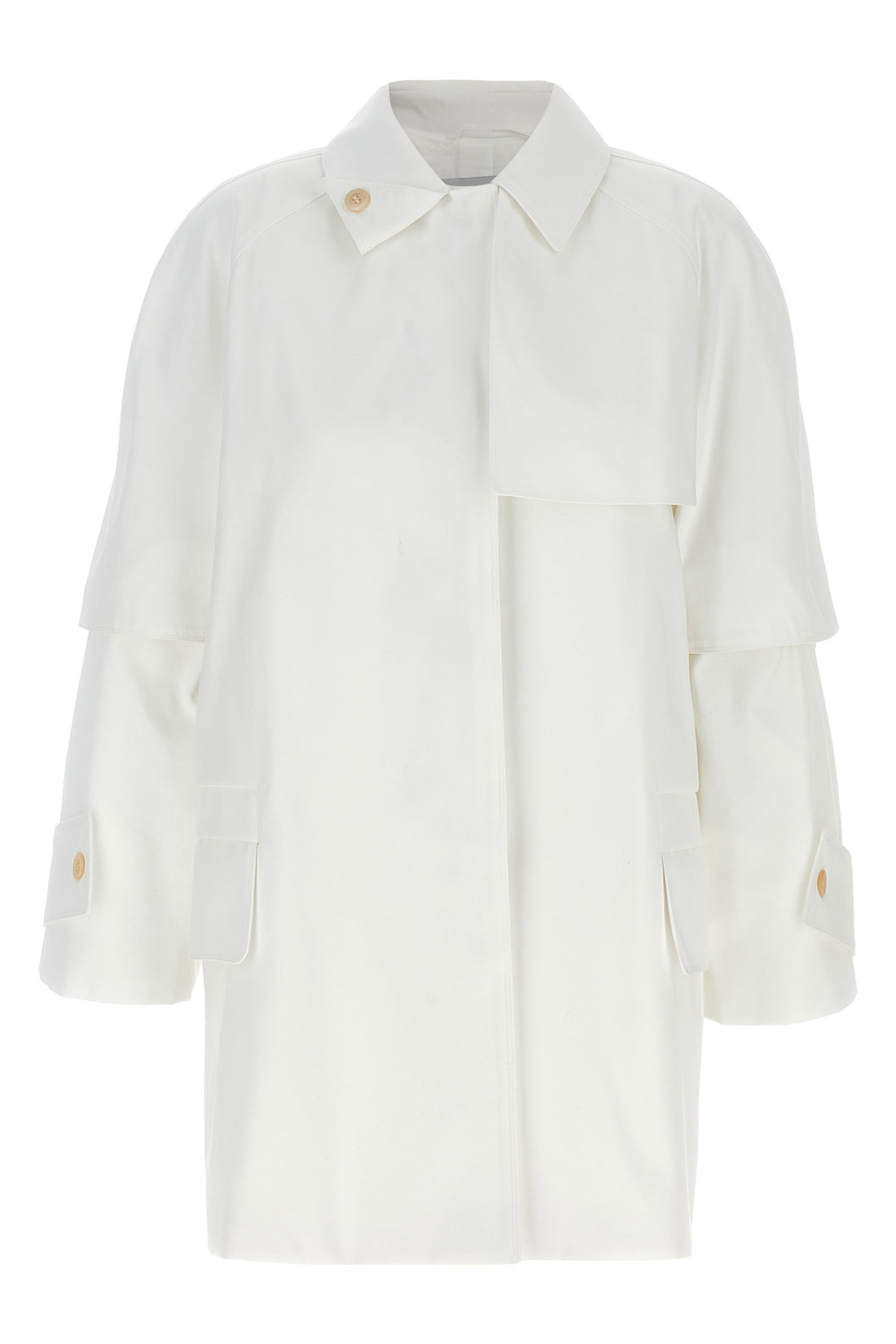MAX MARA 40 short baba single-breasted trench coat in heavy waterproof cotton gabardine