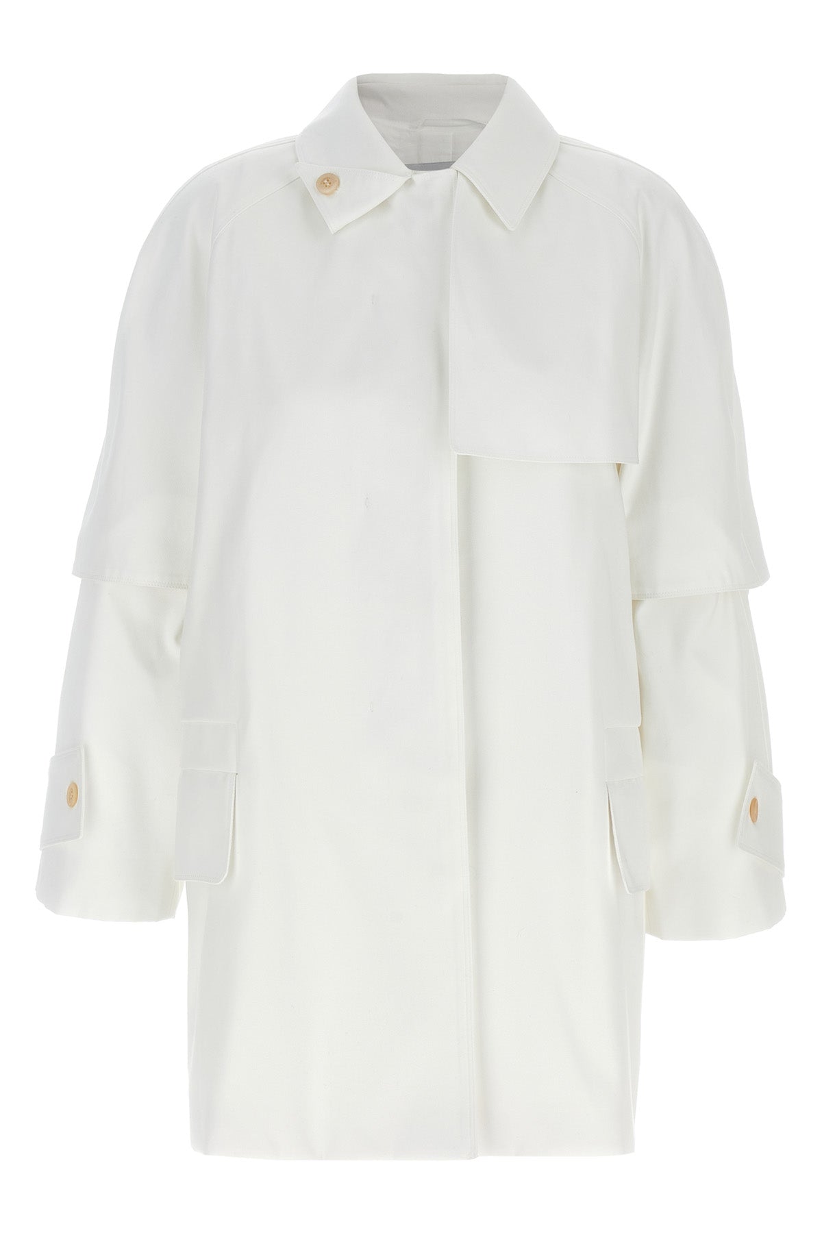 short baba single-breasted trench coat in heavy waterproof cotton gabardine