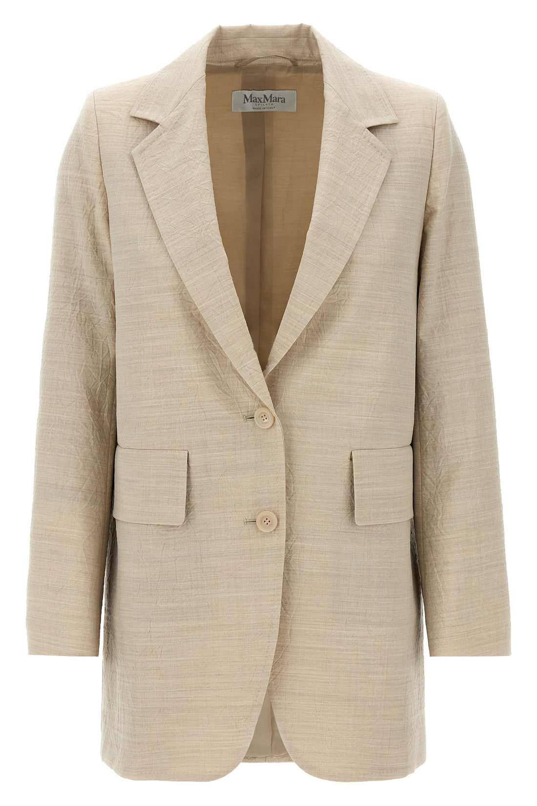 MAX MARA 38 acacia1234 single-breasted blazer in wool canvas