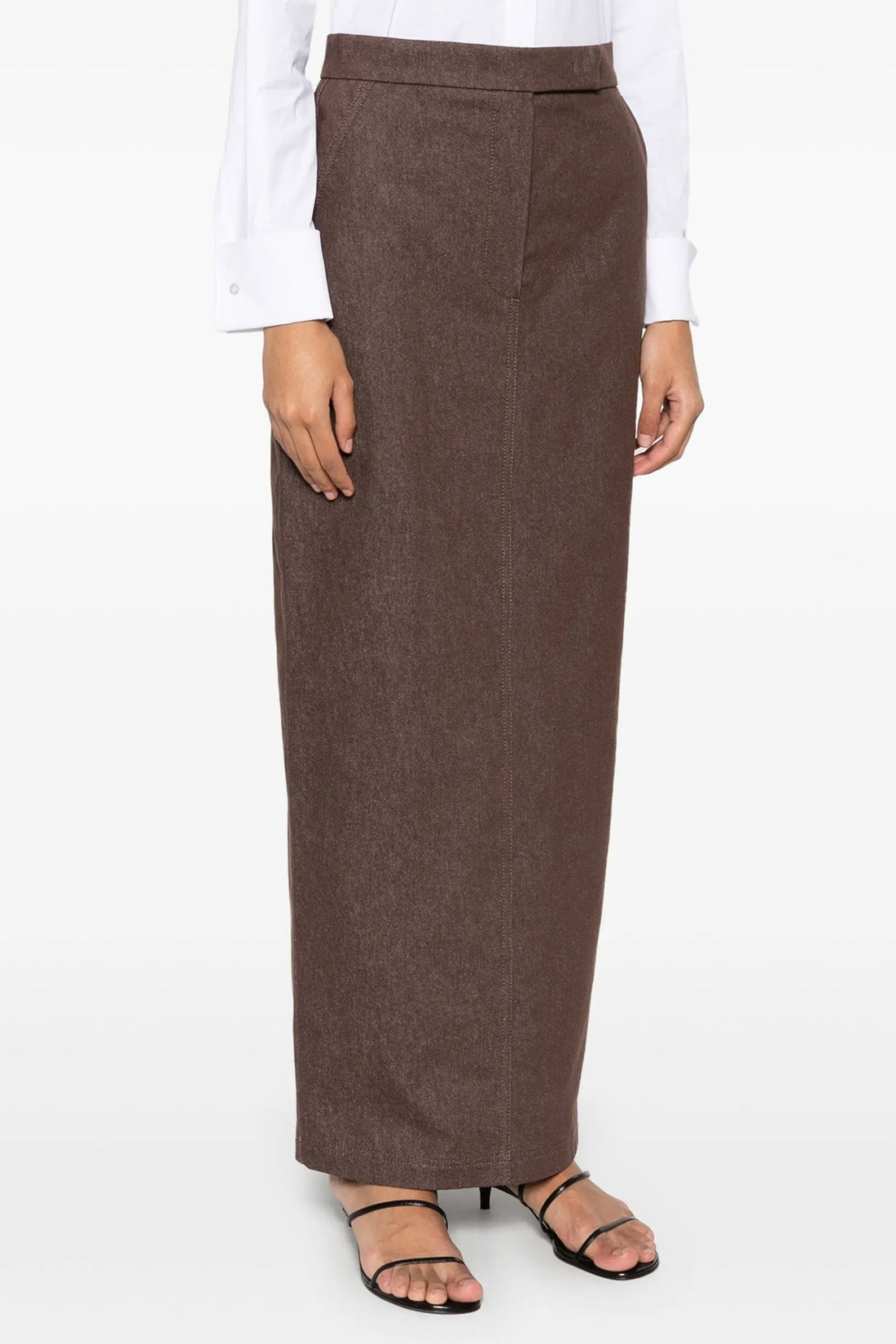 MAX MARA 40 long pianosa denim-effect cotton skirt