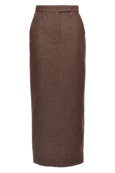 long pianosa denim-effect cotton skirt