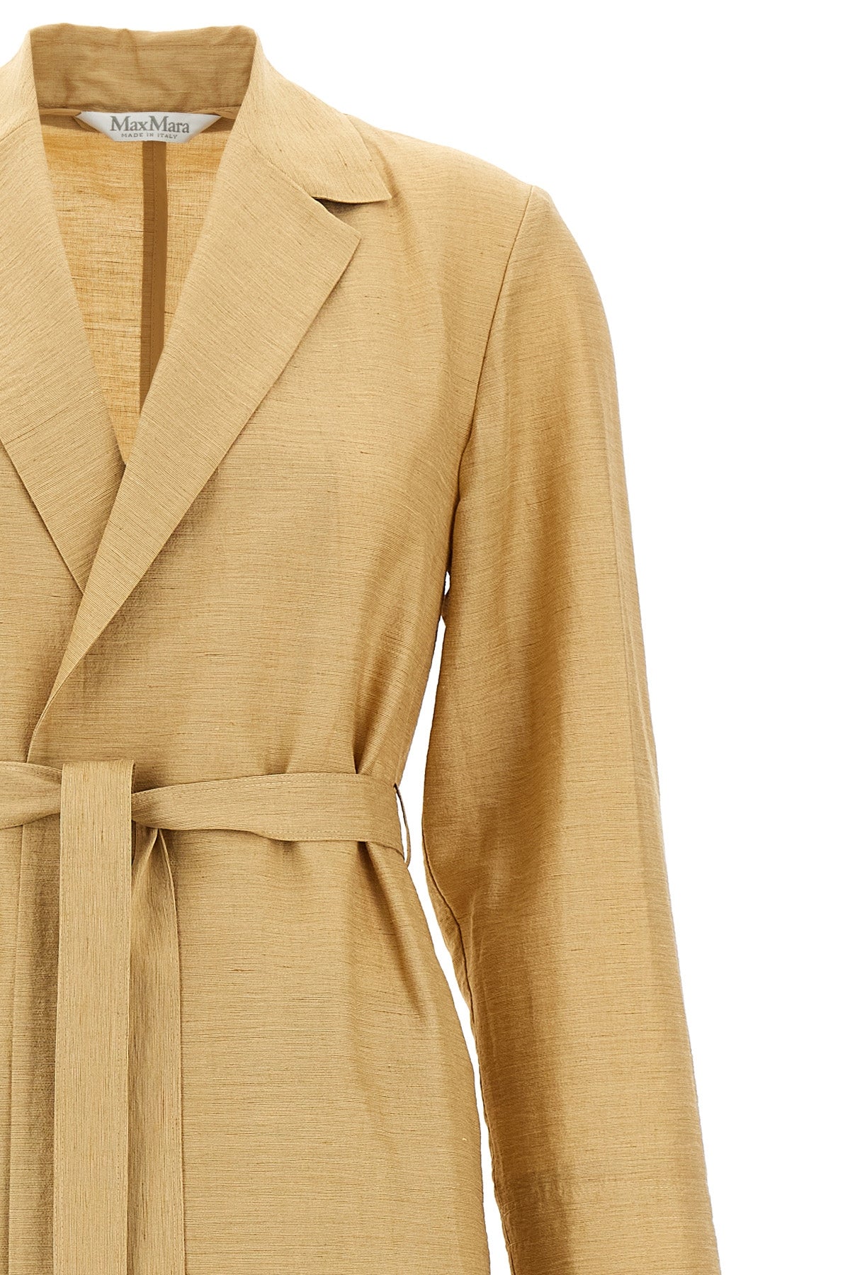 meandro robe style coat in linen and silk blend