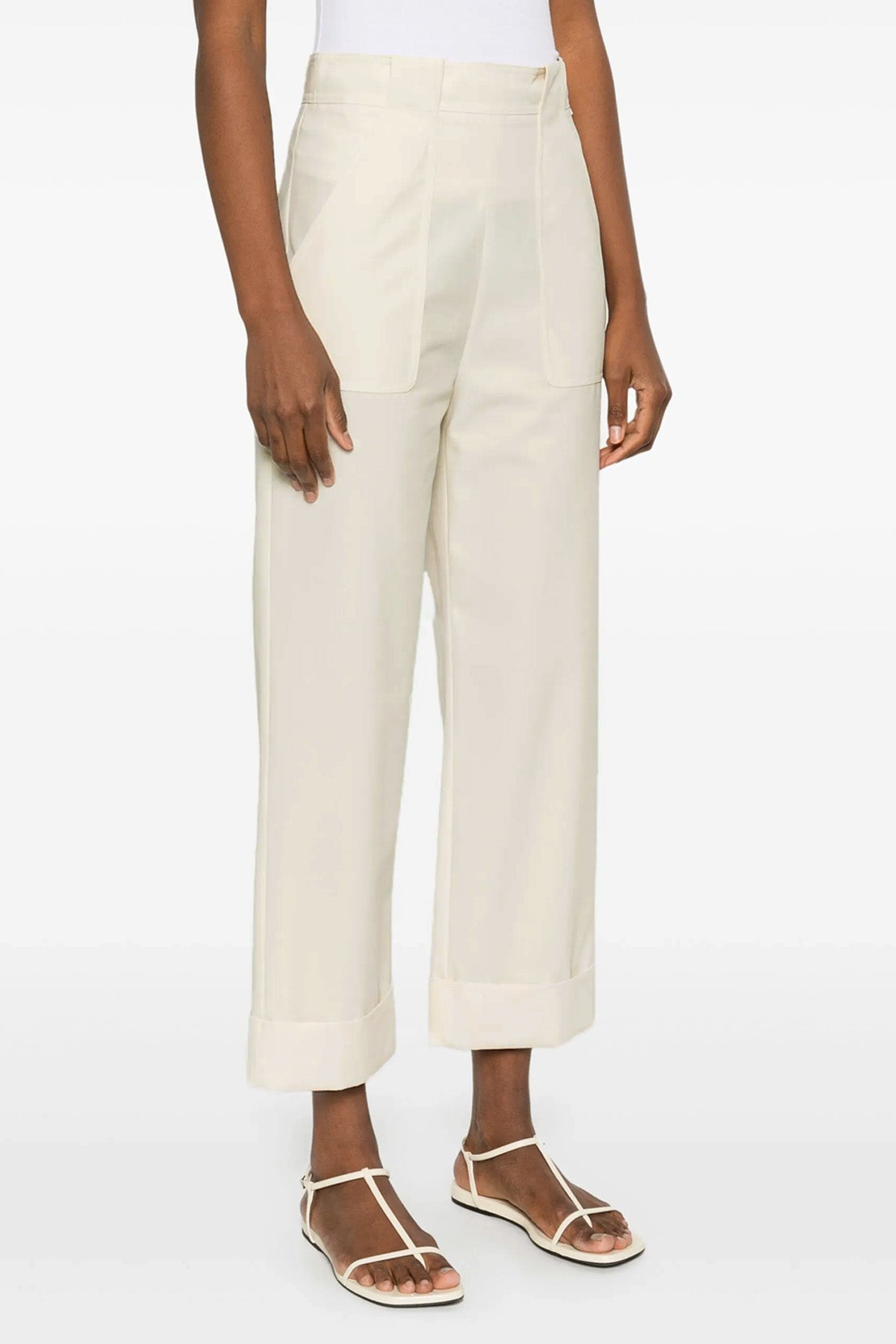 high-waisted palio cotton gabardine trousers
