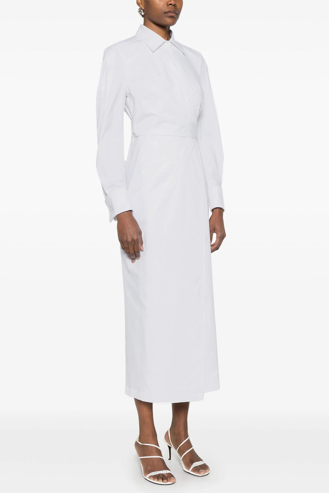 MAX MARA 38 long balzac dress in stretch cotton twill