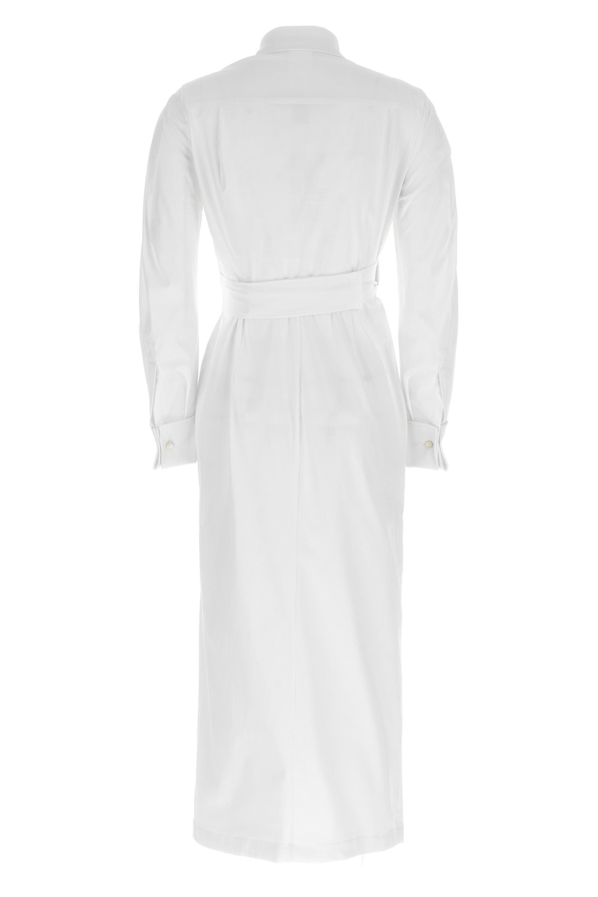 long balzac dress in stretch cotton twill