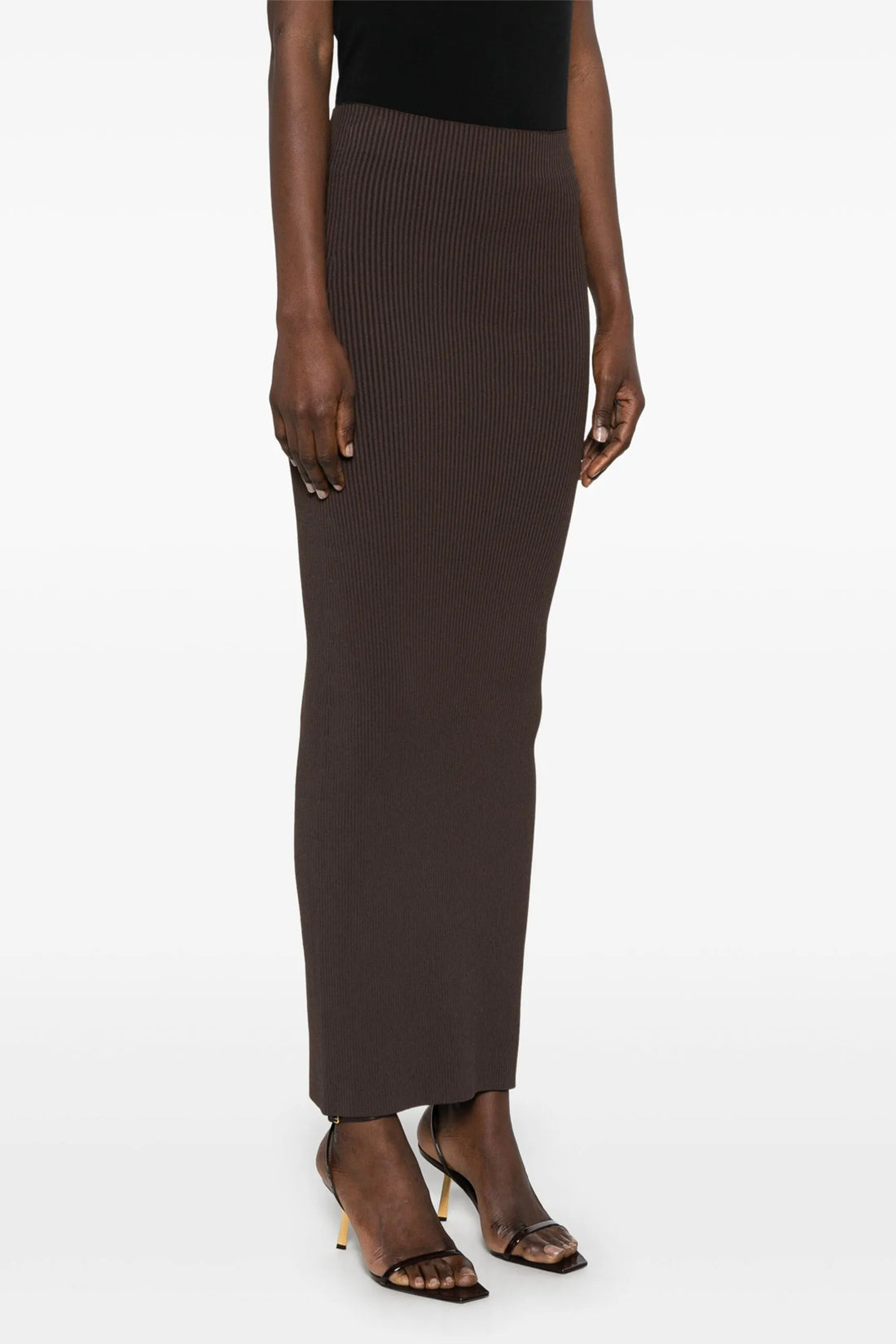 MAX MARA XS aprile1234 long skirt in ribbed stretch viscose crepe yarn